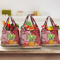 Mele Kalikimaka Hawaii Christmas Grocery Bag Pineapple Party LT7 3-pack One Size Red - Polynesian Pride