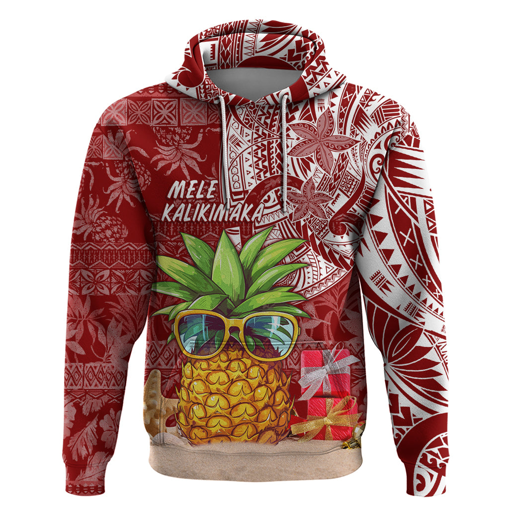 Mele Kalikimaka Hawaii Christmas Hoodie Pineapple Party LT7 Red - Polynesian Pride