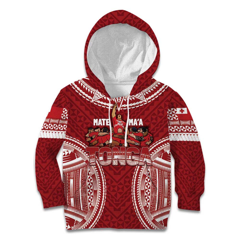 Personalized Mate Maa Tonga Rugby Kid Hoodie Ofa Atu Tonga LT7 Hoodie Red - Polynesian Pride