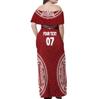 Personalized Mate Maa Tonga Rugby Off Shoulder Maxi Dress Ofa Atu Tonga LT7 - Polynesian Pride