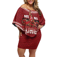 Personalized Mate Maa Tonga Rugby Off Shoulder Short Dress Ofa Atu Tonga LT7 Women Red - Polynesian Pride