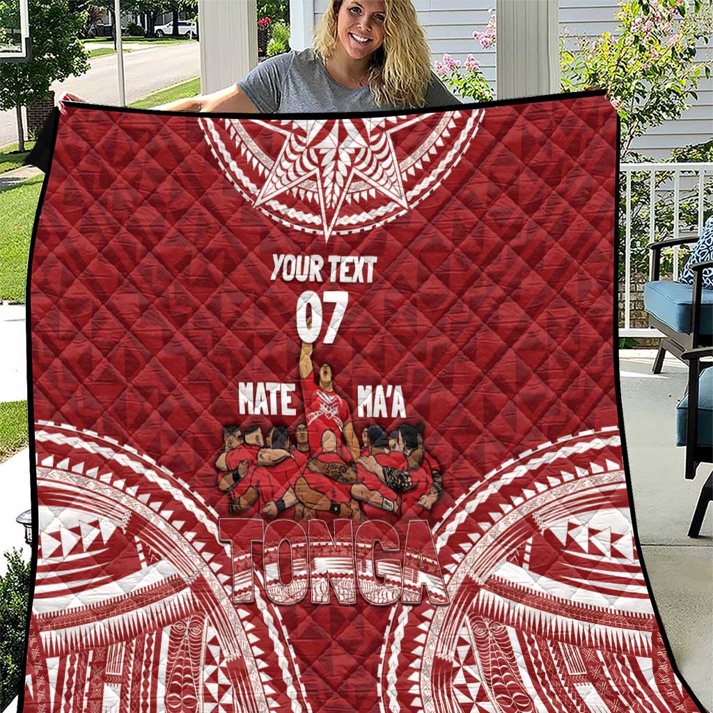 Personalized Mate Maa Tonga Rugby Quilt Ofa Atu Tonga LT7 Red - Polynesian Pride