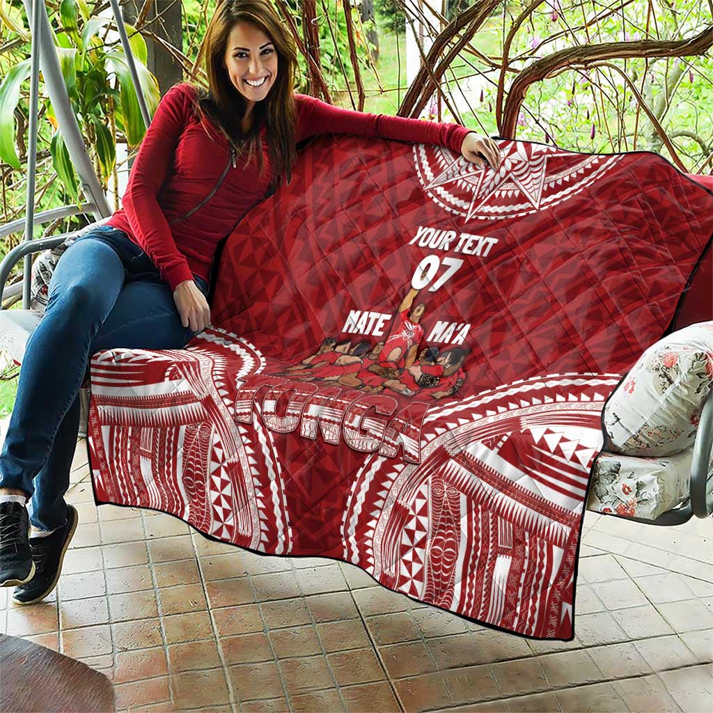 Personalized Mate Maa Tonga Rugby Quilt Ofa Atu Tonga LT7 - Polynesian Pride