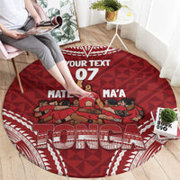 Personalized Mate Maa Tonga Rugby Round Carpet Ofa Atu Tonga LT7 - Polynesian Pride