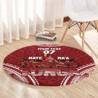 Personalized Mate Maa Tonga Rugby Round Carpet Ofa Atu Tonga LT7 - Polynesian Pride