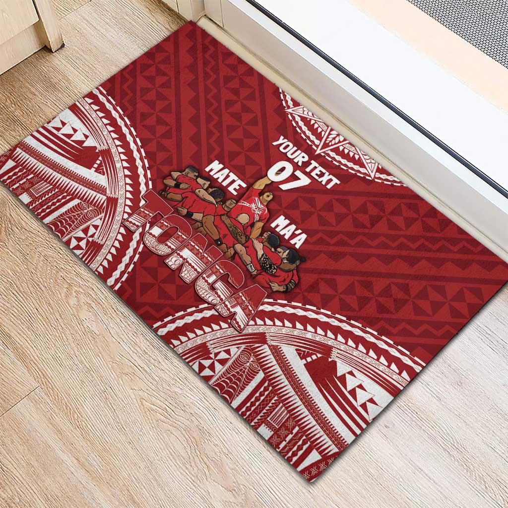 Personalized Mate Maa Tonga Rugby Rubber Doormat Ofa Atu Tonga LT7 - Polynesian Pride