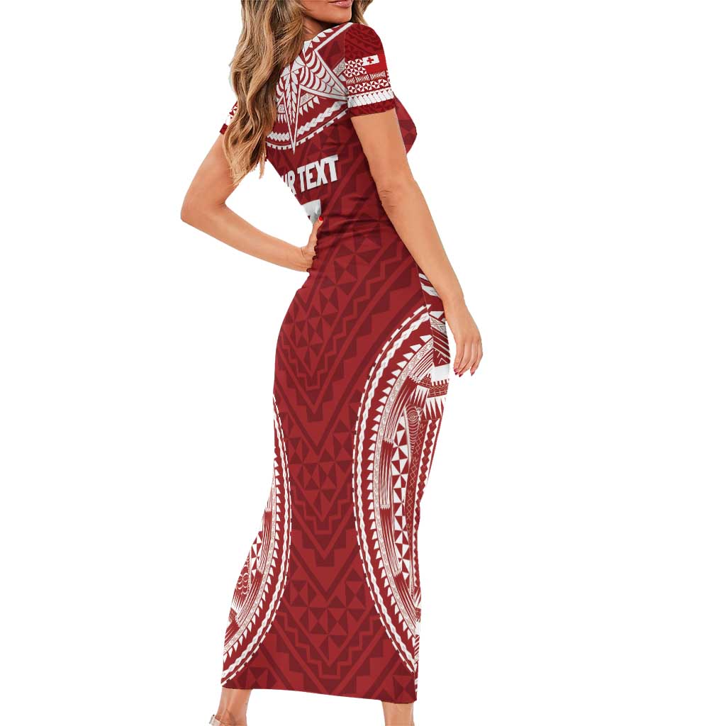Personalized Mate Maa Tonga Rugby Short Sleeve Bodycon Dress Ofa Atu Tonga LT7 - Polynesian Pride