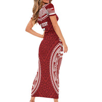 Personalized Mate Maa Tonga Rugby Short Sleeve Bodycon Dress Ofa Atu Tonga LT7 - Polynesian Pride