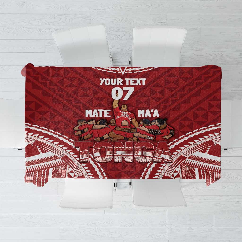 Personalized Mate Maa Tonga Rugby Tablecloth Ofa Atu Tonga