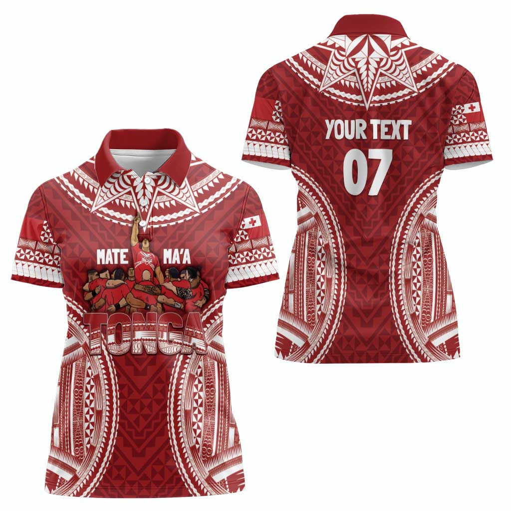 Personalized Mate Maa Tonga Rugby Women Polo Shirt Ofa Atu Tonga LT7 - Polynesian Pride