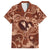 Hawaii Plumeria Family Matching Off The Shoulder Long Sleeve Dress and Hawaiian Shirt Hau'oli la Makuahine Sunburned LT7 Dad's Shirt - Short Sleeve Brown - Polynesian Pride