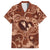 Hawaii Plumeria Family Matching Short Sleeve Bodycon Dress and Hawaiian Shirt Hau'oli la Makuahine Sunburned LT7 Dad's Shirt - Short Sleeve Brown - Polynesian Pride