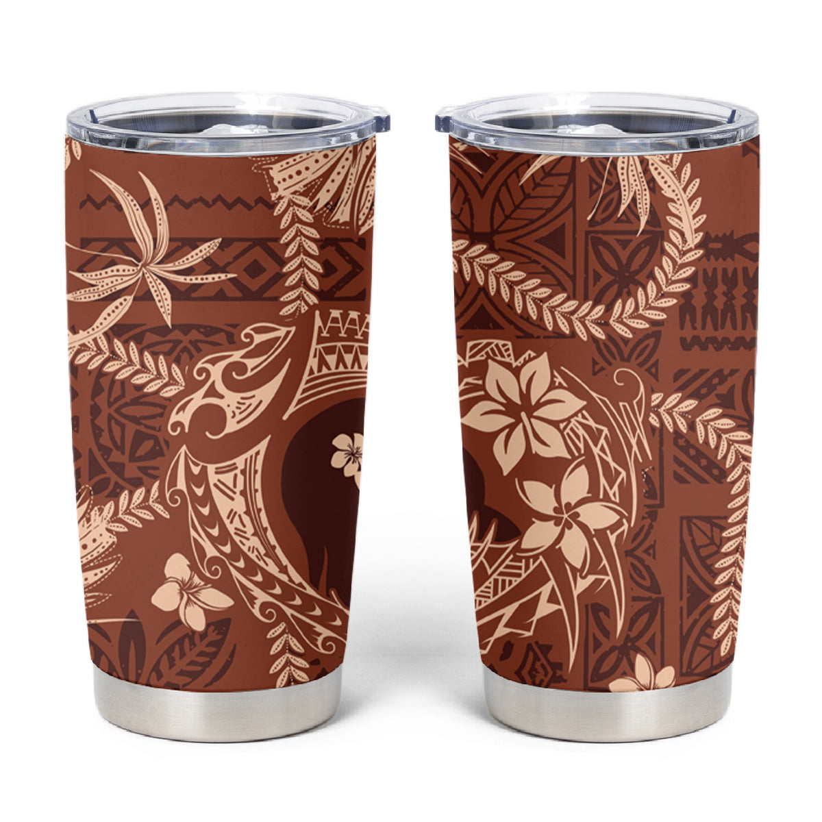 Hawaii Plumeria Tumbler Cup Hau'oli la Makuahine Sunburned LT7 Tan - Polynesian Pride