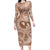 Hawaii Plumeria Long Sleeve Bodycon Dress Hau'oli la Makuahine Beige LT7 Long Dress Beige - Polynesian Pride