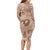 Hawaii Plumeria Long Sleeve Bodycon Dress Hau'oli la Makuahine Beige LT7 - Polynesian Pride