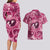 Hawaii Plumeria Couples Matching Long Sleeve Bodycon Dress and Hawaiian Shirt Hau'oli la Makuahine Rosy LT7 - Polynesian Pride