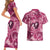 Hawaii Plumeria Couples Matching Short Sleeve Bodycon Dress and Hawaiian Shirt Hau'oli la Makuahine Rosy LT7 - Polynesian Pride