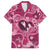 Hawaii Plumeria Family Matching Off The Shoulder Long Sleeve Dress and Hawaiian Shirt Hau'oli la Makuahine Rosy LT7 Dad's Shirt - Short Sleeve Pink - Polynesian Pride