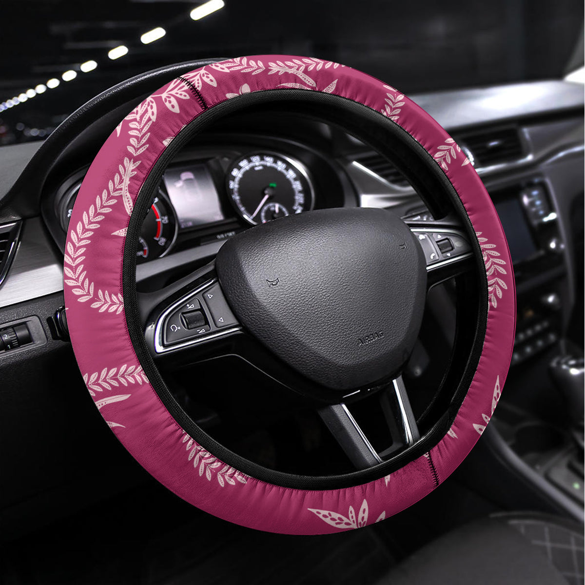 Hawaii Plumeria Steering Wheel Cover Hau'oli la Makuahine Rosy LT7 Universal Fit Pink - Polynesian Pride