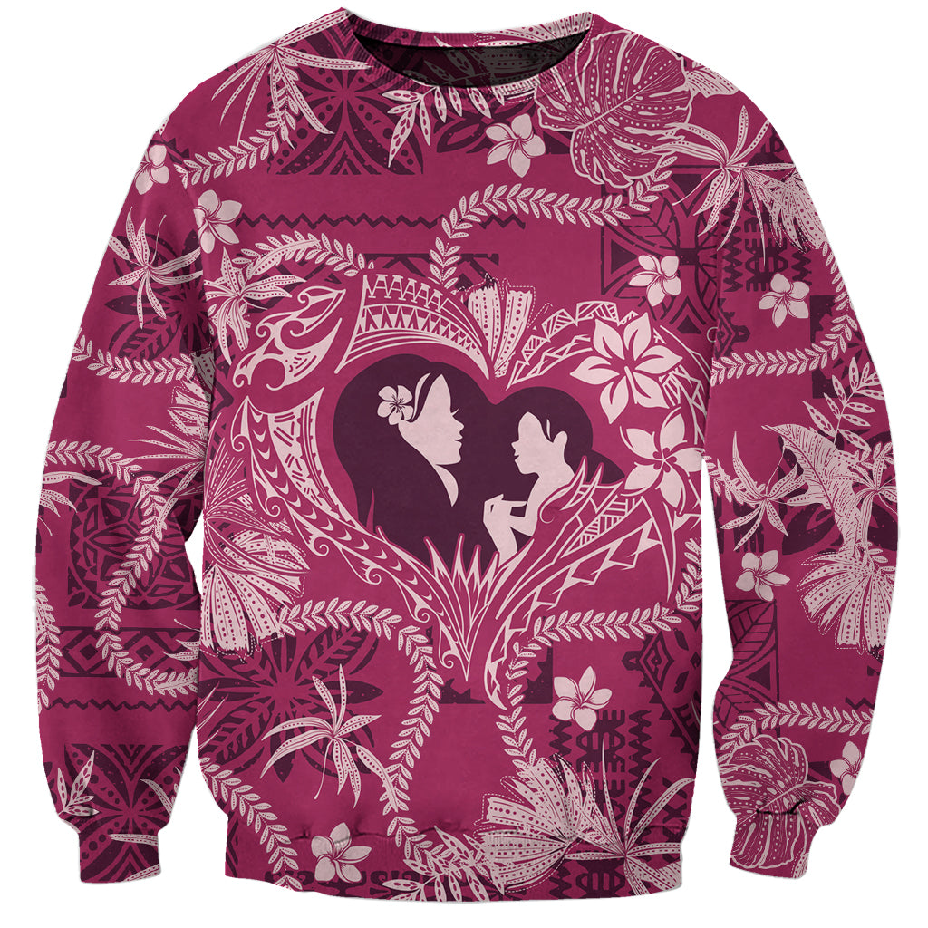 Hawaii Plumeria Sweatshirt Hau'oli la Makuahine Rosy LT7 Unisex Pink - Polynesian Pride