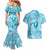 Hawaii Plumeria Couples Matching Mermaid Dress and Hawaiian Shirt Hau'oli la Makuahine Turquoise LT7 - Polynesian Pride