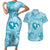 Hawaii Plumeria Couples Matching Short Sleeve Bodycon Dress and Hawaiian Shirt Hau'oli la Makuahine Turquoise LT7 Turquoise - Polynesian Pride