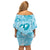 Hawaii Plumeria Family Matching Off Shoulder Short Dress and Hawaiian Shirt Hau'oli la Makuahine Turquoise LT7 - Polynesian Pride