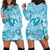 Hawaii Plumeria Hoodie Dress Hau'oli la Makuahine Turquoise LT7 - Polynesian Pride