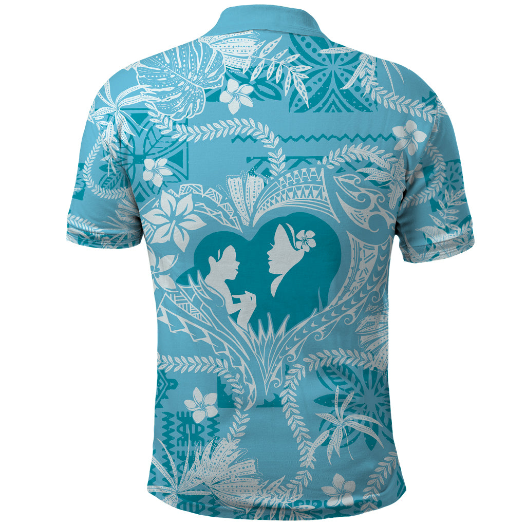 Hawaii Plumeria Polo Shirt Hau'oli la Makuahine Turquoise LT7 - Polynesian Pride