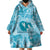 Hawaii Plumeria Wearable Blanket Hoodie Hau'oli la Makuahine Turquoise LT7 - Polynesian Pride