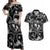 Hawaii Plumeria Couples Matching Off Shoulder Maxi Dress and Hawaiian Shirt Hau'oli la Makuahine Monochrome LT7 Black - Polynesian Pride