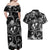 Hawaii Plumeria Couples Matching Off Shoulder Maxi Dress and Hawaiian Shirt Hau'oli la Makuahine Monochrome LT7 - Polynesian Pride