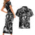 Hawaii Plumeria Couples Matching Short Sleeve Bodycon Dress and Hawaiian Shirt Hau'oli la Makuahine Monochrome LT7 - Polynesian Pride