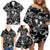 Hawaii Plumeria Family Matching Off Shoulder Short Dress and Hawaiian Shirt Hau'oli la Makuahine Monochrome LT7 - Polynesian Pride