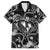 Hawaii Plumeria Family Matching Short Sleeve Bodycon Dress and Hawaiian Shirt Hau'oli la Makuahine Monochrome LT7 Dad's Shirt - Short Sleeve Black - Polynesian Pride