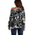 Hawaii Plumeria Off Shoulder Sweater Hau'oli la Makuahine Monochrome LT7 - Polynesian Pride