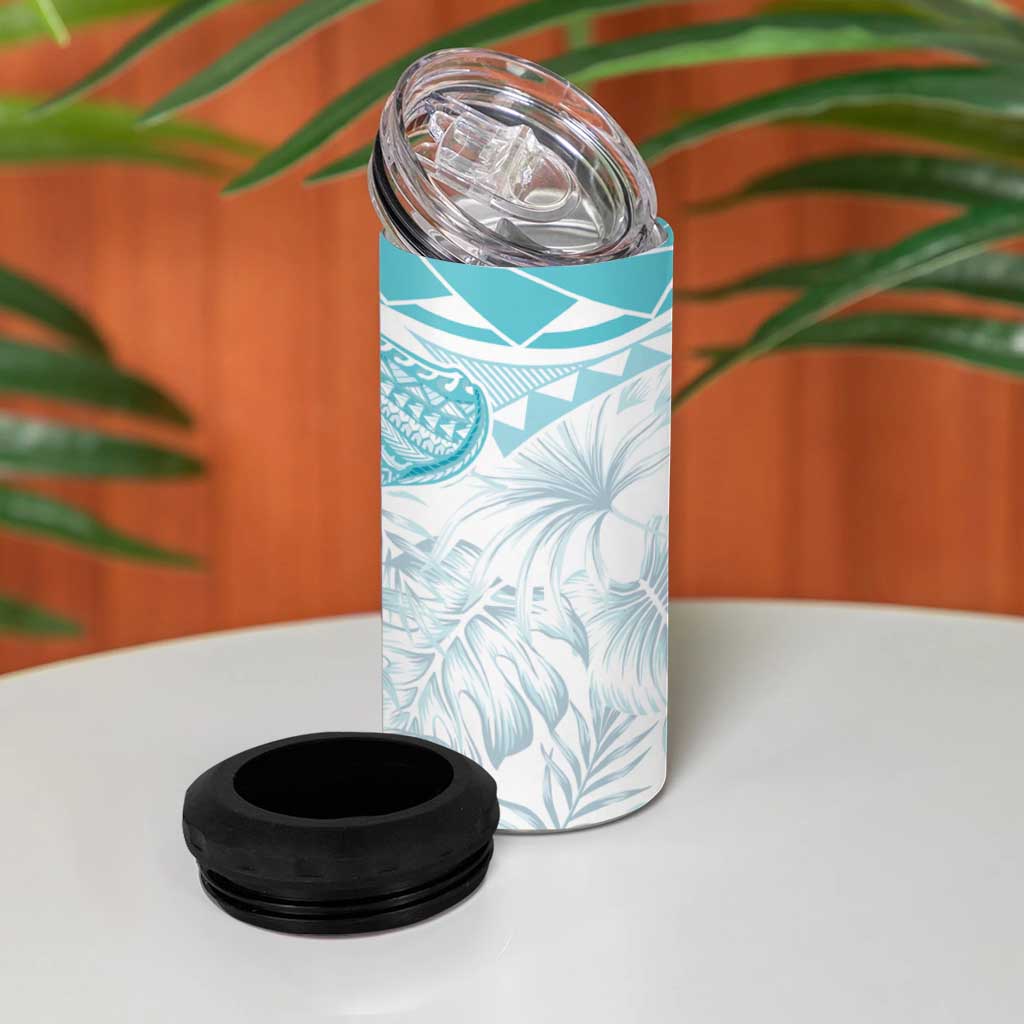 Polynesia Humpback Whale 4 in 1 Can Cooler Tumbler Tropical Plumeria Turquoise LT7 - Polynesian Pride