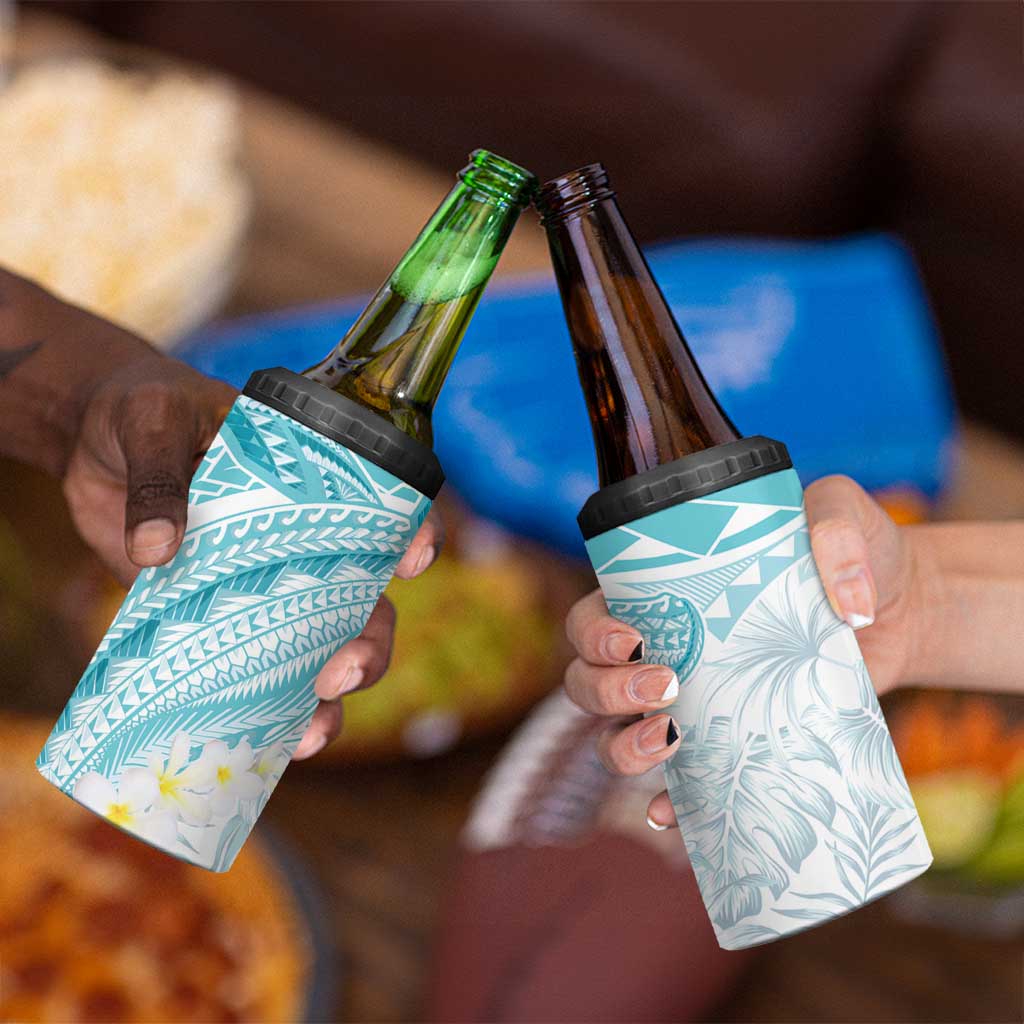 Polynesia Humpback Whale 4 in 1 Can Cooler Tumbler Tropical Plumeria Turquoise LT7 - Polynesian Pride
