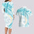 Polynesia Humpback Whale Couples Matching Long Sleeve Bodycon Dress and Hawaiian Shirt Tropical Plumeria Turquoise