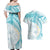 Polynesia Humpback Whale Couples Matching Off Shoulder Maxi Dress and Hawaiian Shirt Tropical Plumeria Turquoise