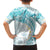 Polynesia Humpback Whale Family Matching Off The Shoulder Long Sleeve Dress and Hawaiian Shirt Tropical Plumeria Turquoise