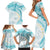 Polynesia Humpback Whale Family Matching Short Sleeve Bodycon Dress and Hawaiian Shirt Tropical Plumeria Turquoise