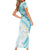 Polynesia Humpback Whale Family Matching Short Sleeve Bodycon Dress and Hawaiian Shirt Tropical Plumeria Turquoise