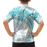 Polynesia Humpback Whale Kid Hawaiian Shirt Tropical Plumeria Turquoise LT7 - Polynesian Pride