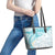 Polynesia Humpback Whale Leather Tote Bag Tropical Plumeria Turquoise