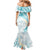 Polynesia Humpback Whale Mermaid Dress Tropical Plumeria Turquoise