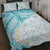 Polynesia Humpback Whale Quilt Bed Set Tropical Plumeria Turquoise