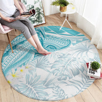 Polynesia Humpback Whale Round Carpet Tropical Plumeria Turquoise LT7 - Polynesian Pride
