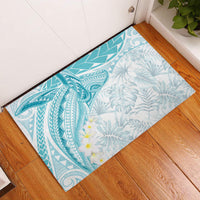 Polynesia Humpback Whale Rubber Doormat Tropical Plumeria Turquoise LT7 Turquoise - Polynesian Pride