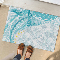 Polynesia Humpback Whale Rubber Doormat Tropical Plumeria Turquoise LT7 - Polynesian Pride